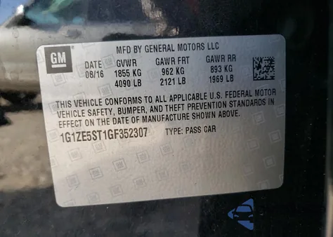 2016 Chevrolet Malibu Lt from USA, damaged, VIN 1G1ZE5ST1GF352307